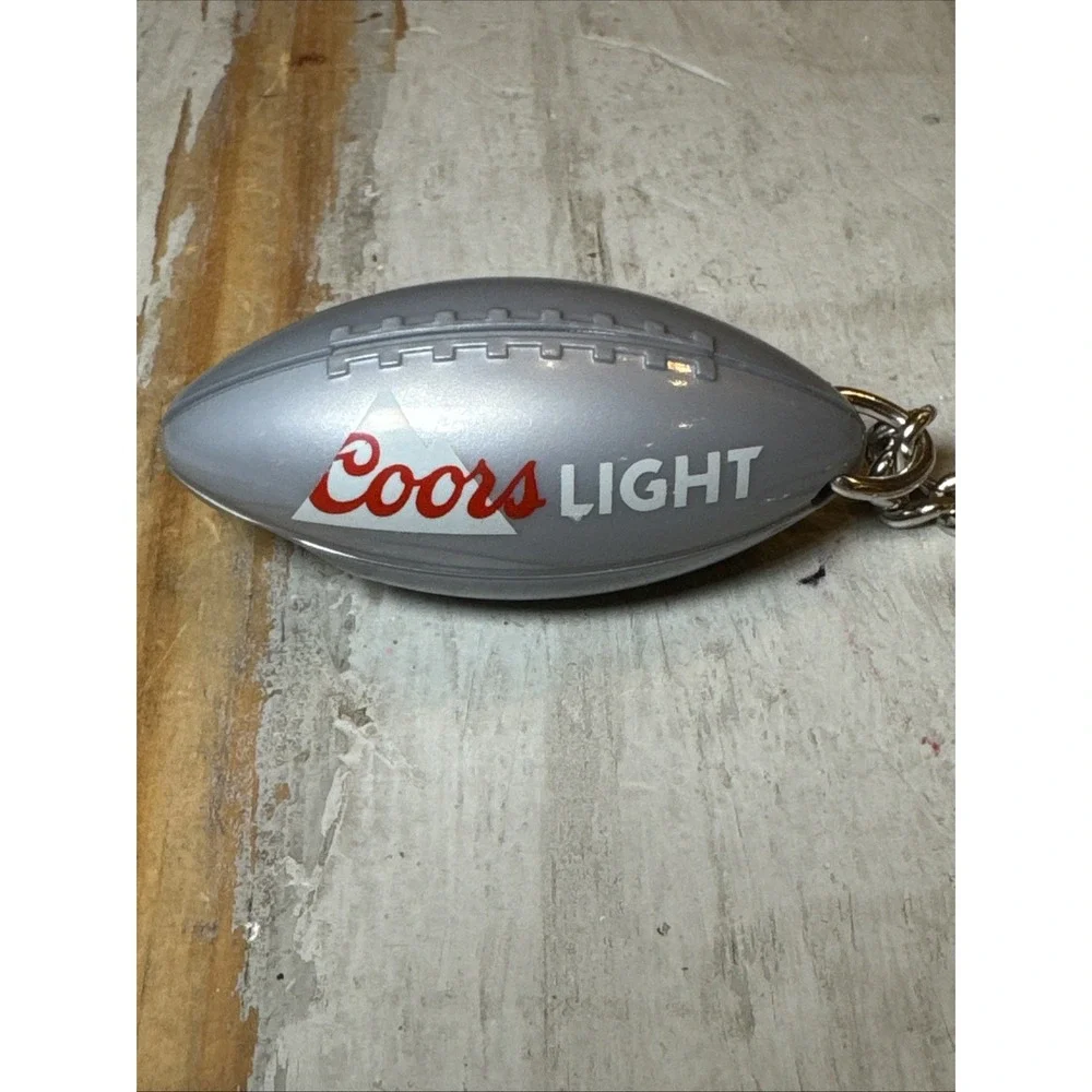 NEW Grey Coors Light Football Shaped Bottle Opener Keychain Logo